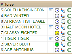 Watchlist markers showing horses added to the Watchlist